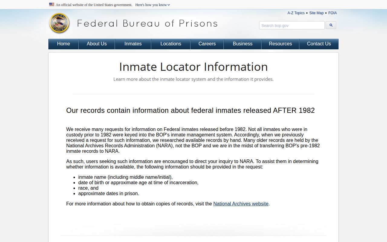 Federal BOP release record guidance for a Milford County 24 hour release check