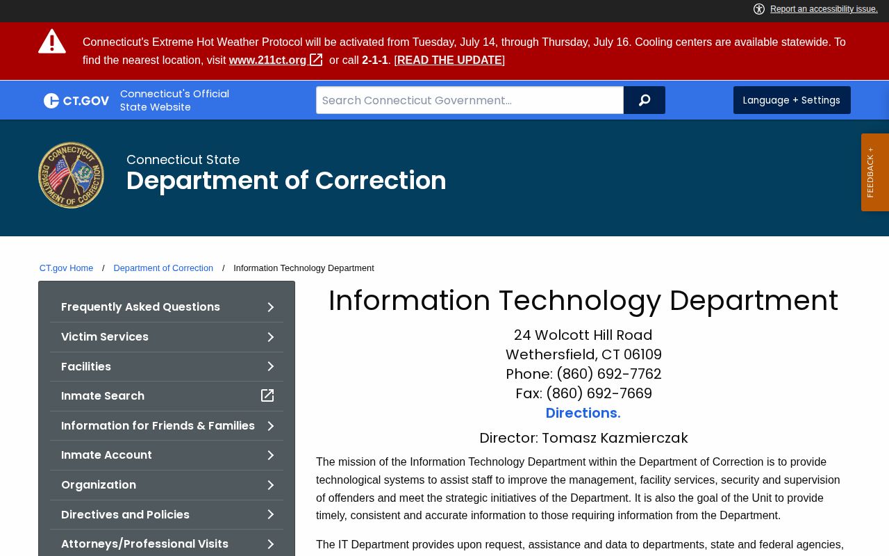 CT DOC OBIS fields for Milford released inmate records